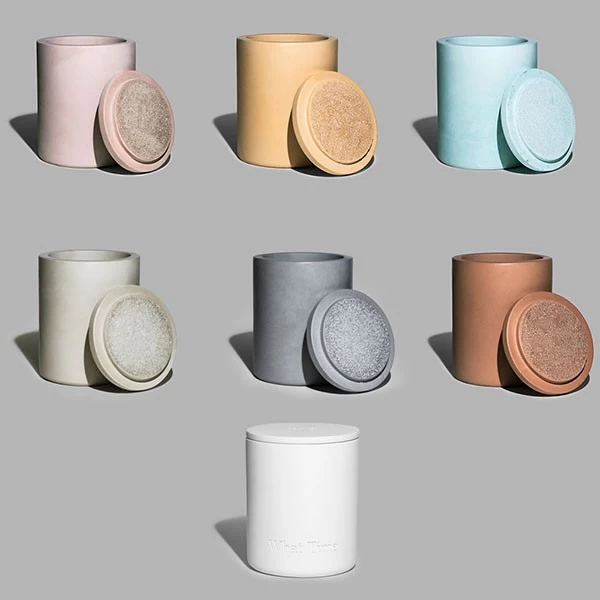 concrete candle jar with lid
